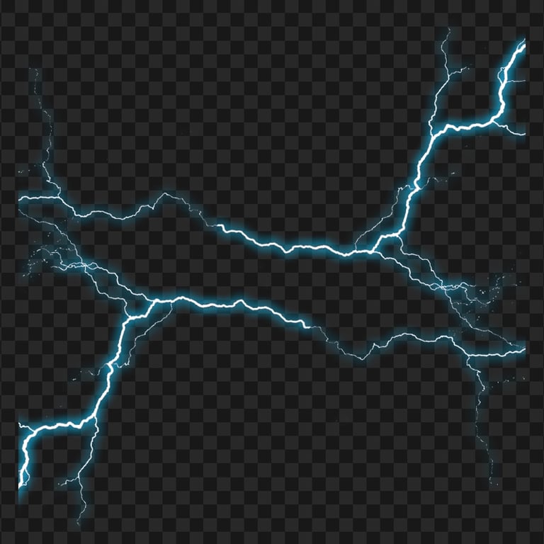 Thunder Blue Lightning Effect PNG