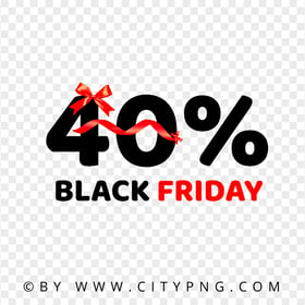 40 Percent Black Friday Discount Logo Sign PNG