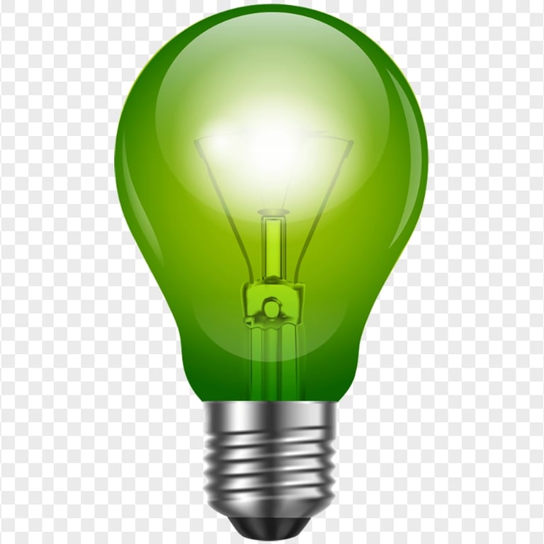 HD Green Light Bulb PNG