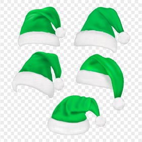 HD Set Of Real Santa Christmas Green Hats PNG