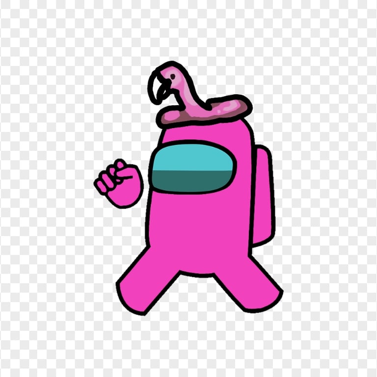 HD Pink Among Us Character Wear Flamingo Hat PNG Citypng
