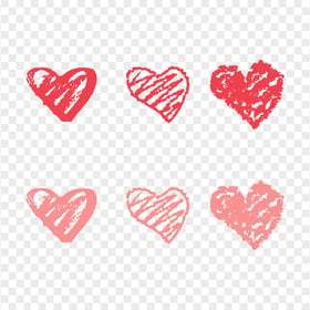 Group Of Red Chalk Hearts PNG