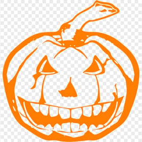 Orange Outline Drawing Halloween Pumpkin Shape