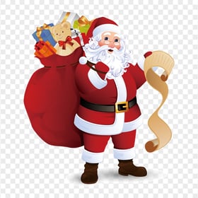 Christmas Cartoon Santa With Gifts Holding List