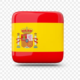 Glossy Square Spain Flag Icon PNG