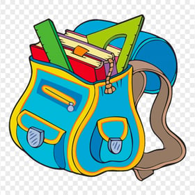 Clipart Cartoon Backpack With Supplies Image PNG