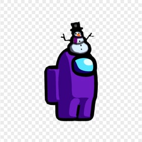 HD Purple Among Us Crewmate Character With Snowman Hat PNG