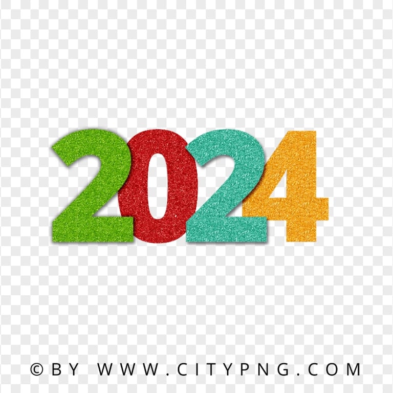 2024 Glitter Multicolored Text HD PNG