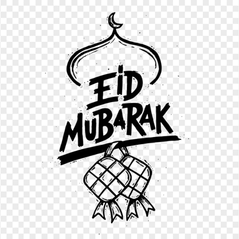 Black English Eid Mubarak Creative Calligraphy