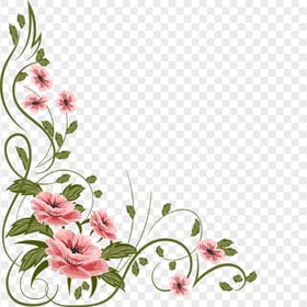 Romantic Pink Flower Corner Illustration