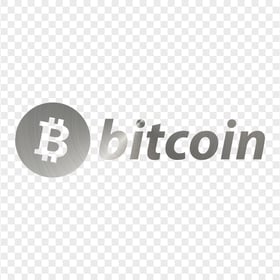 HD Silver Metal BTC Bitcoin Text Logo PNG
