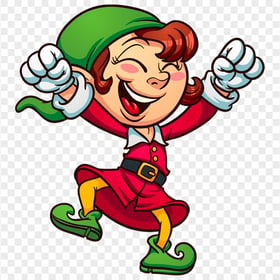 HD Happy Cartoon Girl Wearing Christmas Elf Clothes PNG