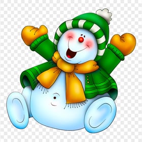 HD Cartoon Happy Snowman Wearing Winter Clothes PNG