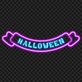 Halloween Neon Purple & Blue Ribbon Logo FREE PNG