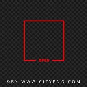 Red Neon Frame With Open Sign PNG Image