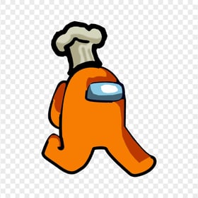 HD Orange Among Us Character Walking With Chef Hat PNG