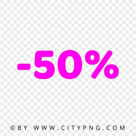 Pink 50 Percent Discount Text FREE PNG