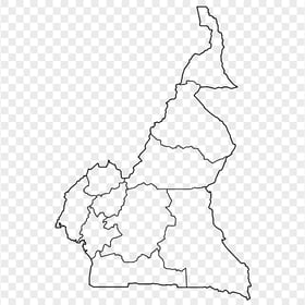 Cameroon Outline States Map PNG