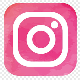 Instagram White Logo In Square Pink Watercolor Icon