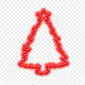 HD Red Neon Christmas Tree Silhouette PNG
