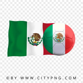 HD Mexico Flag With Soccer Football Ball PNG