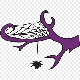 HD Cartoon Halloween Purple Branch And Web Spider PNG