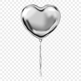 HD Single Silver Grey Heart Love Balloon PNG
