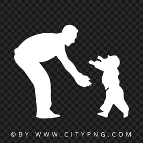 HD Father With Child, Son White Silhouette PNG
