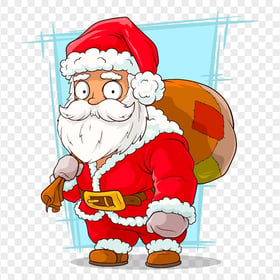 Santa Claus Holding His Gifts Bag Cartoon HD PNG