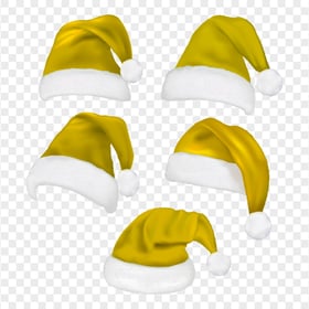 HD Set Of Real Santa Christmas Yellow Hats PNG