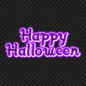Purple Glowing Neon Happy Halloween Text Logo HD PNG