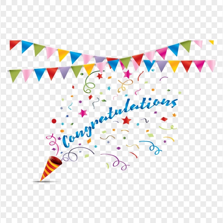 HD Congratulations Bunting Pennant Confetti PNG