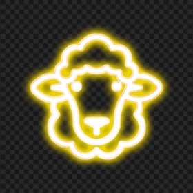 Transparent HD Yellow Glowing Neon Sheep Head Face Icon