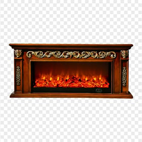 Brown Wooden Living Room Fireplace PNG Image