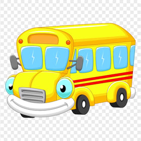 Cartoon Yellow School Bus Character PNG