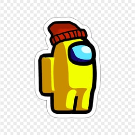 HD Yellow Among Us Character Beanie Hat Stickers PNG