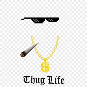 Sunglasses Thug Life Joint & Text Logo Gold Chain