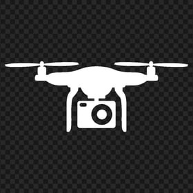 Drone Camera White Silhouette Icon PNG