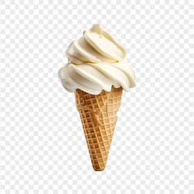 HD Sweet Vanilla Ice Cream on a Waffle Cone Transparent PNG