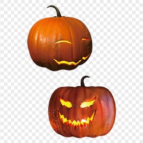 Download Two Real Halloween Pumpkins Lanterns PNG