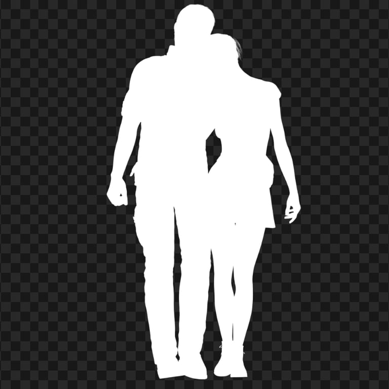White Couple Walking  Arm Around Shoulder Silhouette PNG