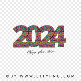 2024 Happy New Year Multicolored Glitter PNG IMG