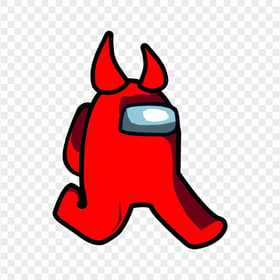 HD Red Among Us Walking Character With Horns PNG