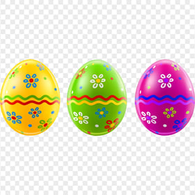 Set of Three Colorful Easter Eggs Illustration HD PNG