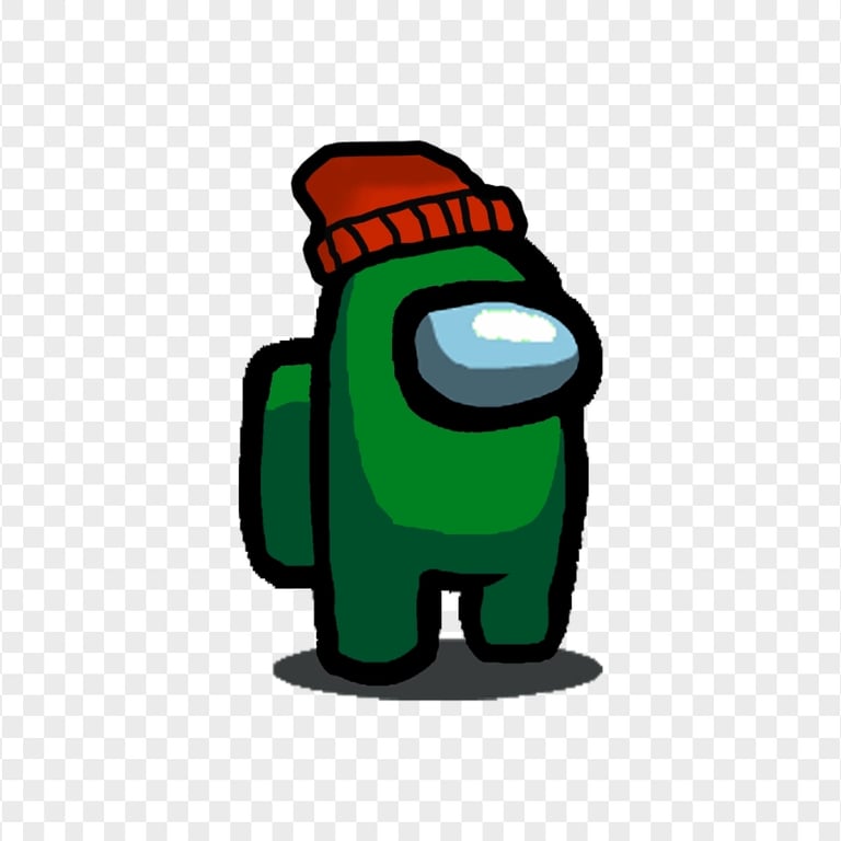 HD Green Among Us Character With Beanie Hat PNG