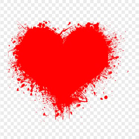 HD Red Paint Splash Heart Shape Transparent Background