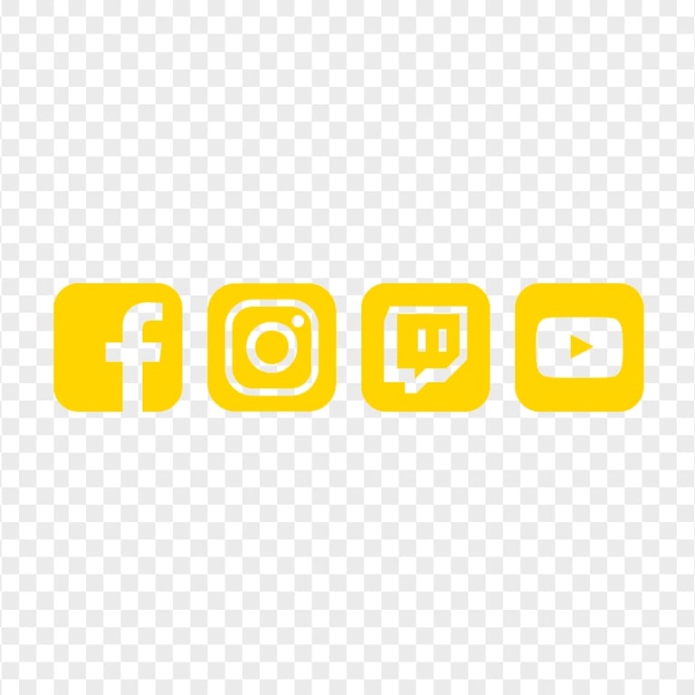 HD Dark Yellow Facebook Instagram Twitch Youtube Square Icons PNG