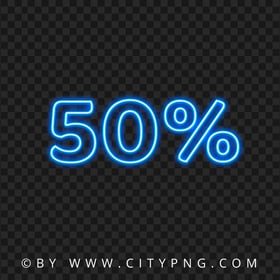 50% Percent Blue Glowing Neon PNG Image