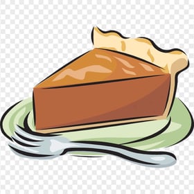 Cartoon Clipart One Piece Of Pumpkin Pie On Plate