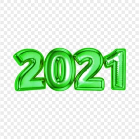 HD Green 2021 Text Realistic Balloon Logo PNG